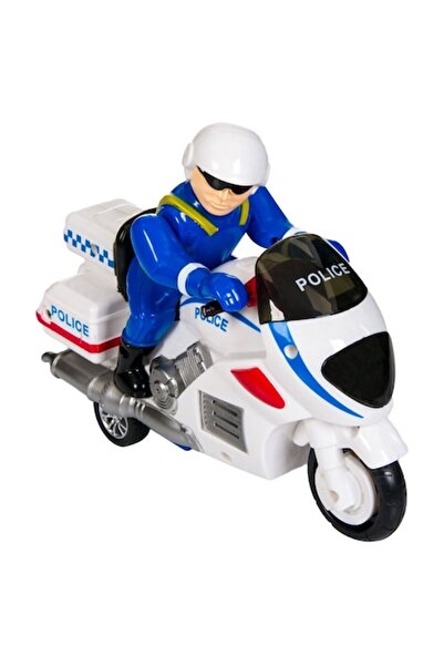 MYONNA IT & E- COMMERCE Toy Vehicle with Sound and Light - Police Motorcyclist, Plastic, 19 cm, White/Blue