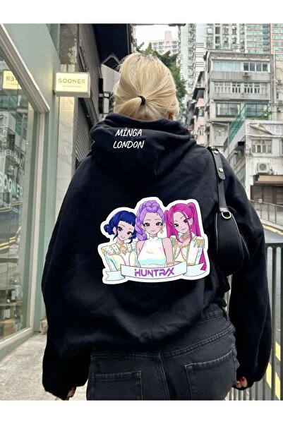 Minga London Unisex Huntrx Style Colorful Printed Black Oversized Sweatshirt