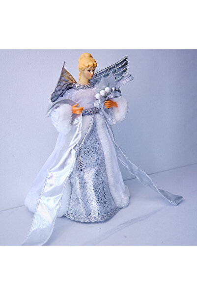 velve Χριστουγεννιάτικη Διακόσμηση, Βασίλισσα του Χιονιού, Κορυφή από Έλατο, Ασημί, 30εκ.