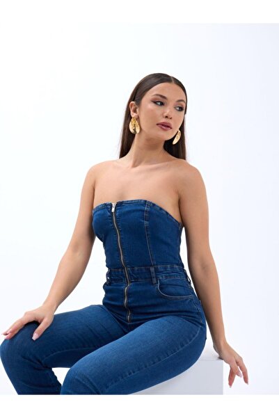 Lady Moss 6803 Denim Jumpsuit-Blue