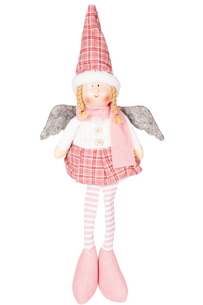 Herdekora زينة عيد الميلاد، تمثال جنية جالسة بأجنحة، سترة بيضاء - تنورة وردية...