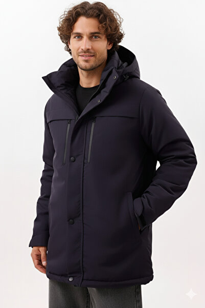 blayn jeans Чоловічий пуховик з капюшоном, водо- та вітронепроникний, з хутром