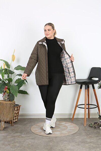 TUTveAL Collection Plaid Quilted, Large Size Quilted, Water Resistant Coat, Transitional Coats,