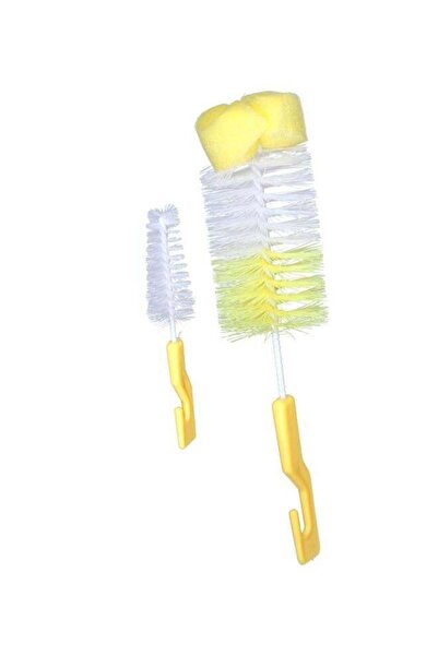 MumLove 2-piece Feeding Bottle Cleaning Brush Set With BPA-free and PP Food, Yellow/White