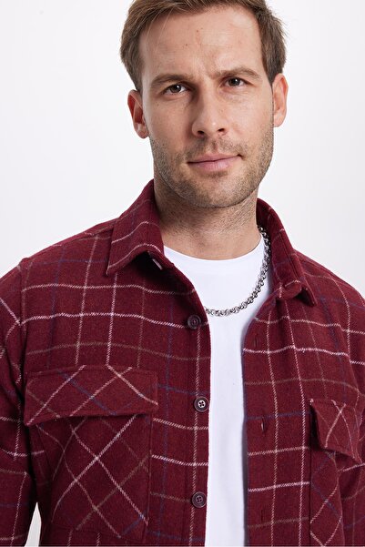 Tudors Men's Slim Fit Slim Fit Sports Collar Double Pocket Flap Checkered Shirt