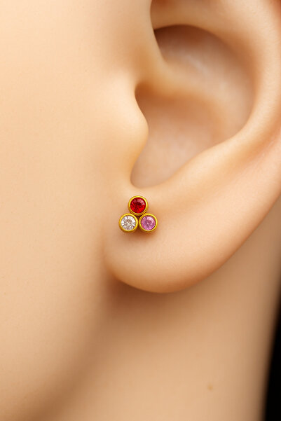 ömay takı Üç Taş Tragus Helix Conch 316l Cerrahı Çelik Piercing