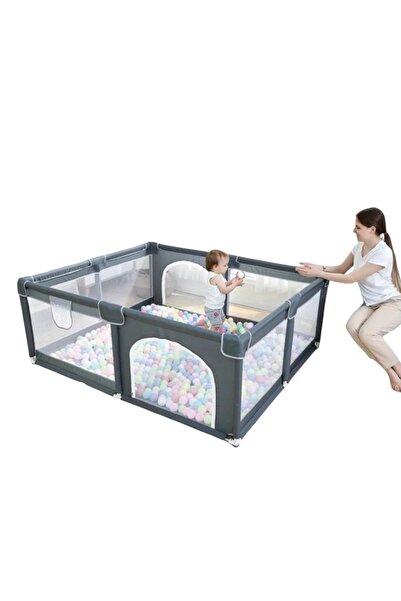 My modern game Children's playpen with colorful ball basket, net panels, safety door, indoor play area 200*180 cm