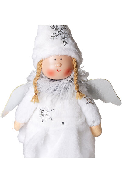 Herdekora Χριστουγεννιάτικο στολίδι, Φιγούρα Νεράιδας με Φτερά, Λευκό - Σε Ασημένια Παπούτσια, 17x44 εκ.