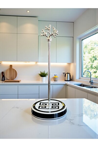 ferayhome Paper Towel Holder Roll Napkin Holder Kitchen Accessory Ceramic Versa Pattern Silver - Feray Home