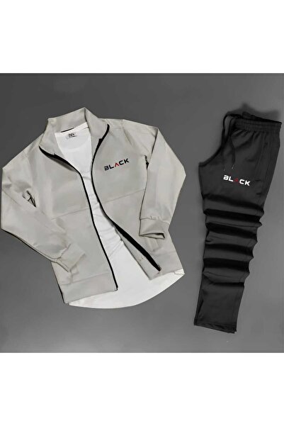 ByFourMan Black Printed Men's Black Scuba Bottom Top Tracksuit Set