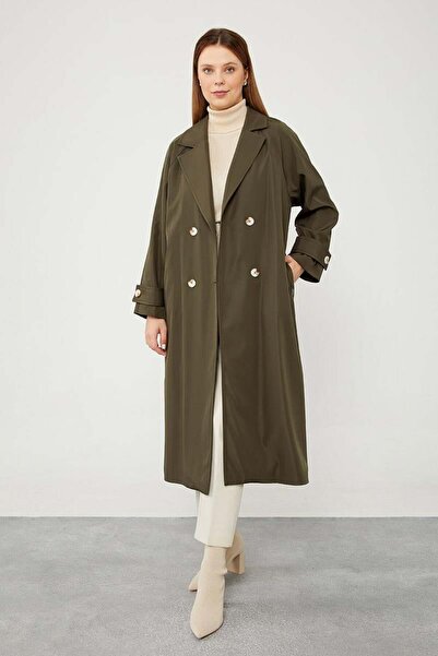 Levidor Khaki midi length belted trench coat