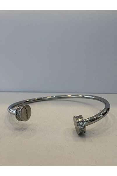 Welch White Steel Stone Cuff Bracelet