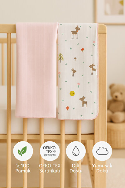 Melekpare طقم بطانية وغطاء متعدد الأغراض من الموسلين مكون من قطعتين 100% قطن ...