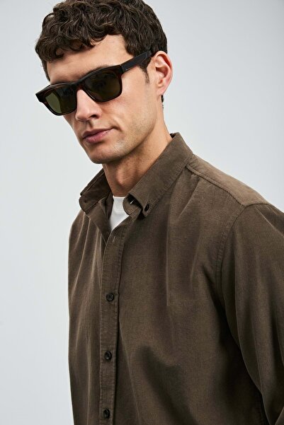 Lufian 112010682 Drew Ανδρικό πουκάμισο Basic Regular Fit Ανδρικό πουκάμισο ΧΑΚΙ