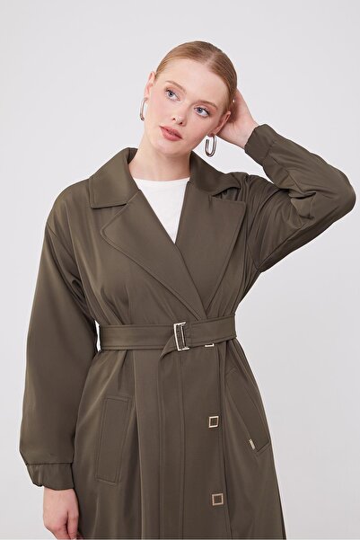 Levidor Haki Kolu Lastik Detay Trençkot