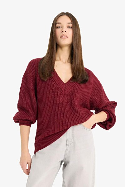 DeFacto Women's Sweater Z7135Az/Br455 Bordeaux