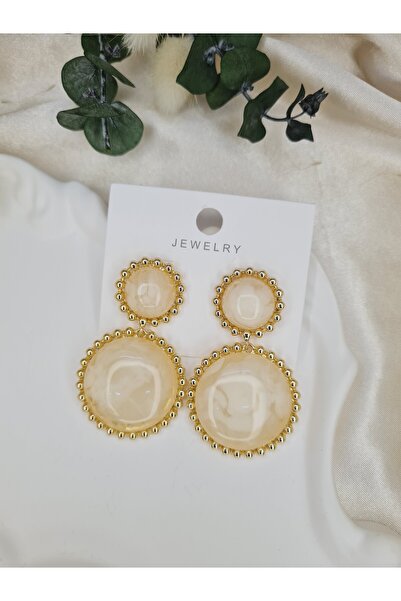 ZEYM COLLECTION Vintage Gold Round Stone Detailed Dangle Earrings – Bijouterie