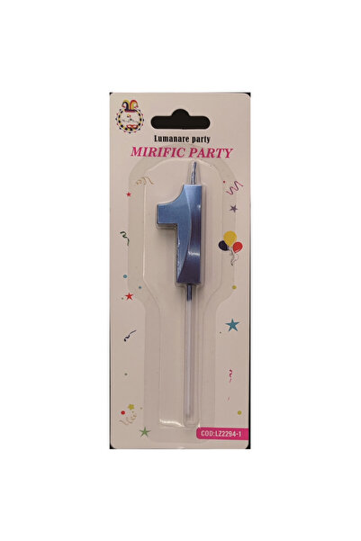 Mirific Party Cake candle, metallic blue, 5 cm, number 1