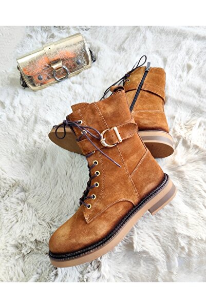 Of&Off Women's Genuine Leather Lace-Up Boots