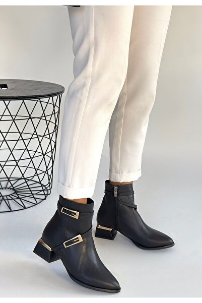 BESKAR Inay Black Leather Heeled Boots