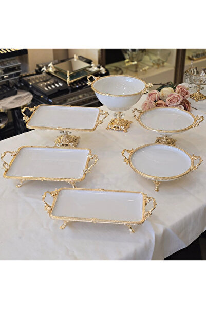 AlyaHomeAksesuar 6 Piece Porcelain Presentation Set Gold