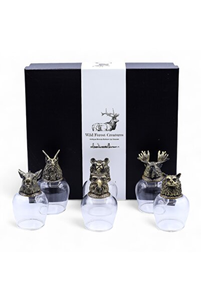 Ancient wisdom Gift Set of 6 Bottom Up Glasses Wild Creatures of the Woods 100 ML