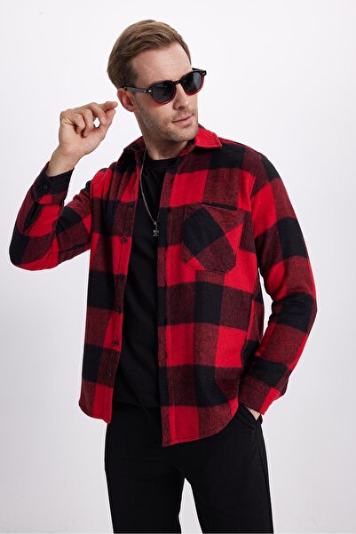 Tudors Men's regular fit classic cut plaid pocketed lumberjack shirt
