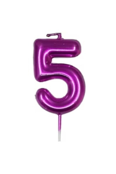 Mirific Party Violet cake candle, 6 cm, number 5