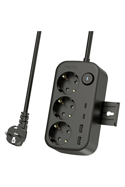 AyrStore Akım Korumalı Çoklu Priz, 2 Adet USB, 2 Adet Type-C Girişi, 3 Adet A...