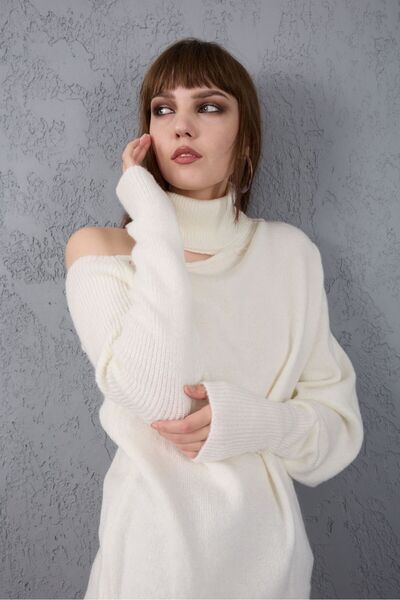 Su Moda Women's Knitwear Sweater Soft Off-The-Shoulder Trend New Year Skiing Relaxed Fit