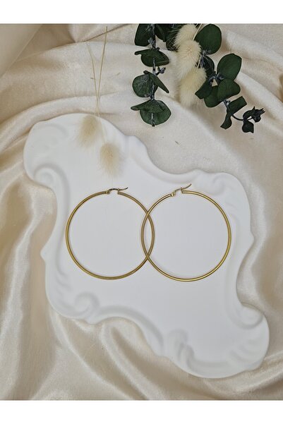 ZEYM COLLECTION Large Hoop Earrings 50 mm – Does Not Tarnish (Minimal & Stylish)