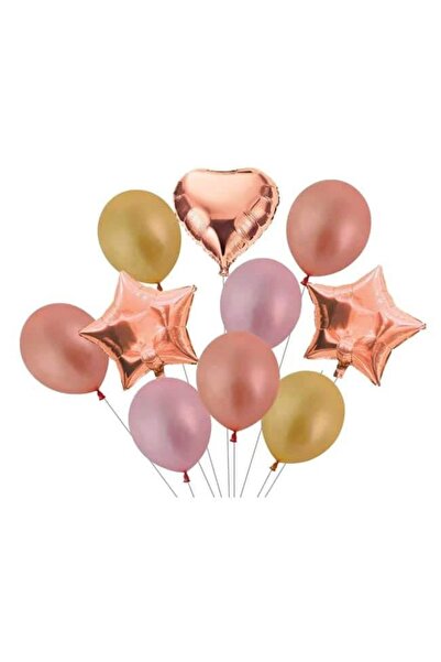 Baloane Vesele Set Petrecere Auriu Roz SET89