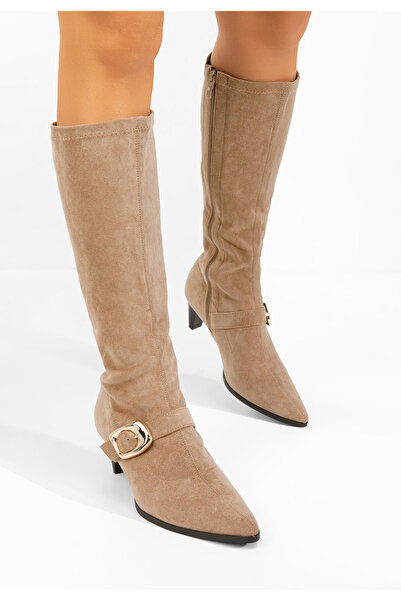 B T Shoes Cizme cu toc mic Vernoa kaki