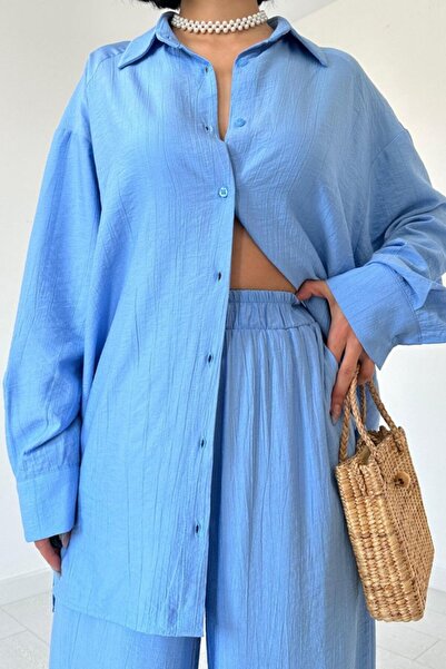 Lady Moss Blue Alice Shirt and Loose Cut Pants Set