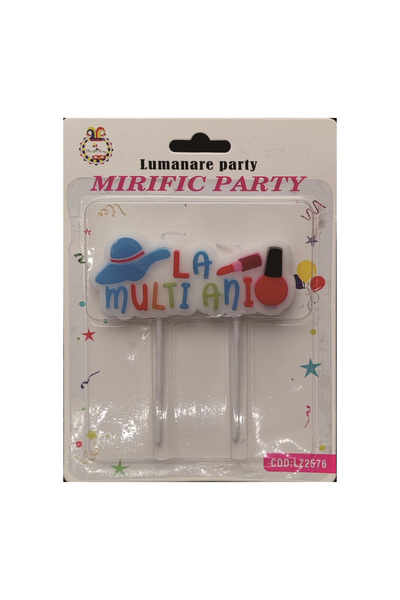 Mirific Party Multicolor cake candle, 10×4 cm, girl, "Happy Birthday"