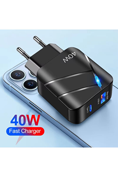 OECE Incarcator rapid 40W USB si Type-C, Qc3.0 PD, compatibil iPhone, Samsung, Huawei