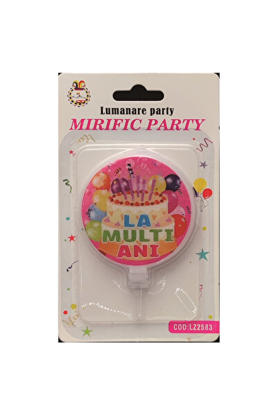 Mirific Party Pink multicolor cake candle, 8 cm, "Happy Birthday"