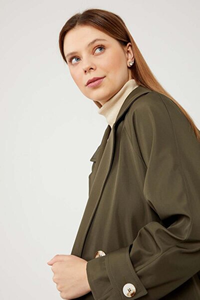 Levidor Khaki midi length belted trench coat
