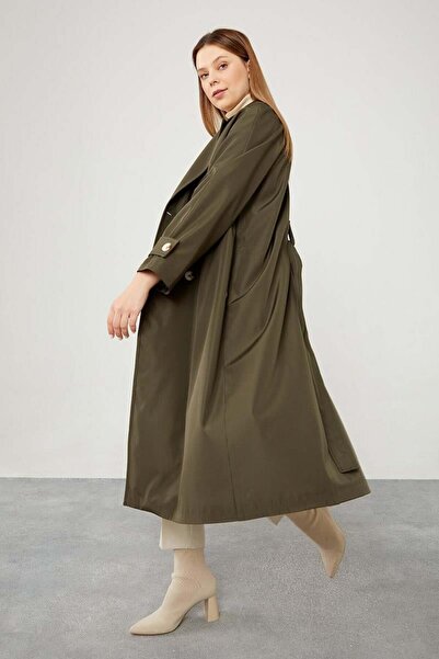 Levidor Khaki midi length belted trench coat