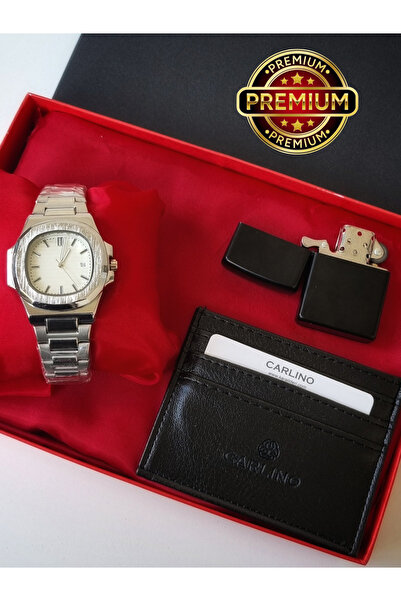arpat time saat aksesuar PREMIUM 3 PARÇA SAAT SETİ. ÇAKMAK, SAAT, KARTLIK