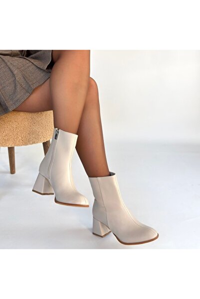 BESKAR Tendy Beige Leather Heeled Boots