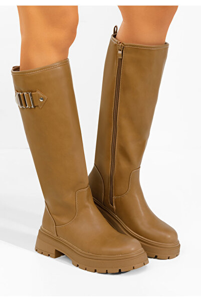 B T Shoes Artozza women's high boots khaki