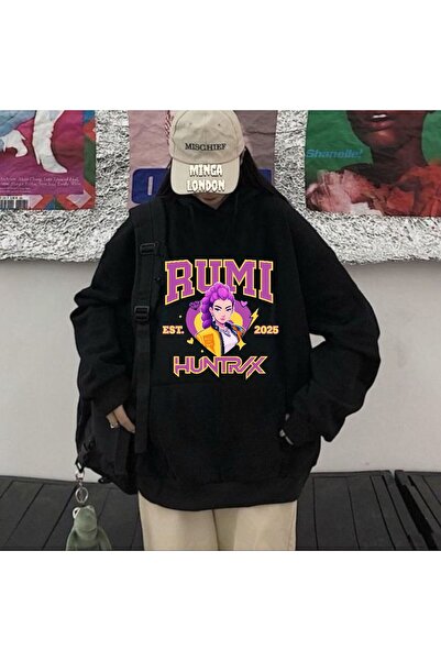 Minga London Stil unisex Huntrx Rumi Colorat cu imprimeu Negru supradimension...