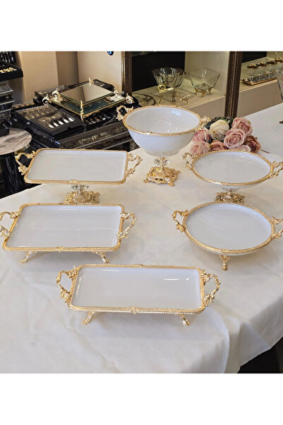 AlyaHomeAksesuar 6 Piece Porcelain Presentation Set Gold