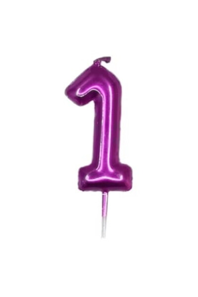 Mirific Party Violet cake candle, 6 cm, number 1