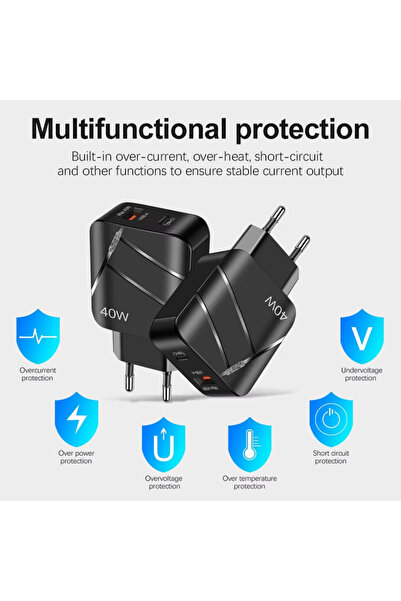 OECE Incarcator rapid 40W USB si Type-C, Qc3.0 PD, compatibil iPhone, Samsung, Huawei