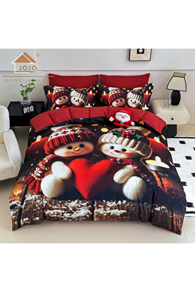 FIONNA.RO Finet 6-Piece Bed Linen with Elastic 5D Christmas Pattern - Snowmen in Love