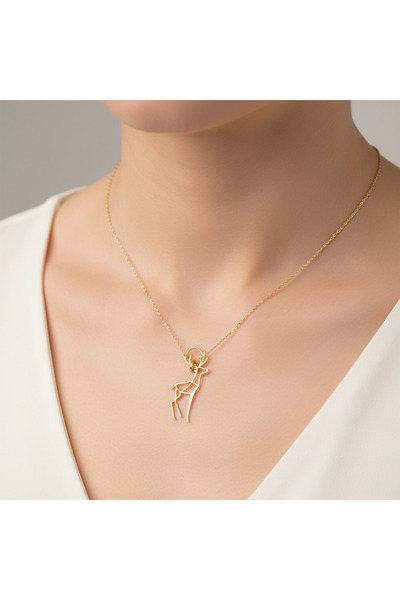 TabiTela 8 ayar altın kolye ucu geyik GM426 0.5 gr