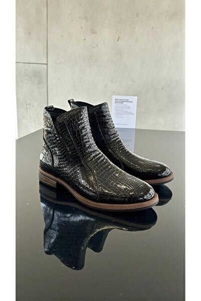 Mammamia D25Kb-8200 Black Patent Leather Genuine Leather Full Orthopedic Daily Women's Boots