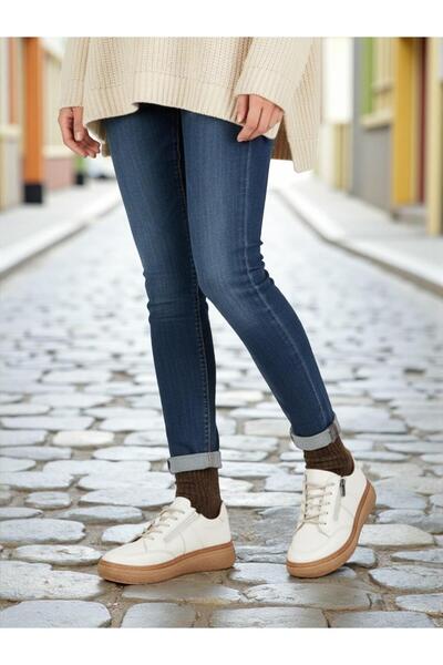 Mammamia D25Ka-125 Beige Genuine Leather Full Orthopedic Women's Casual Daily Shoes